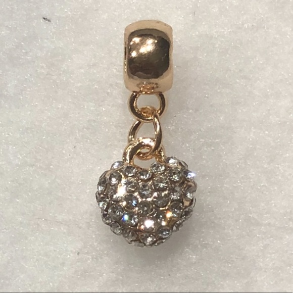 NEW•Gold & CZ encrusted Heart DIY charm - Picture 3 of 5